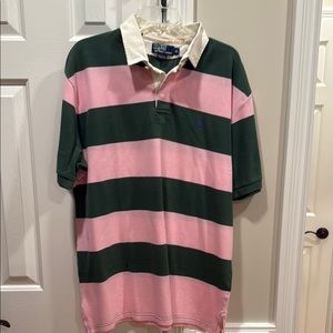 NWT Ralph Lauren Pink and Green Striped Polo Shirt SZ xl